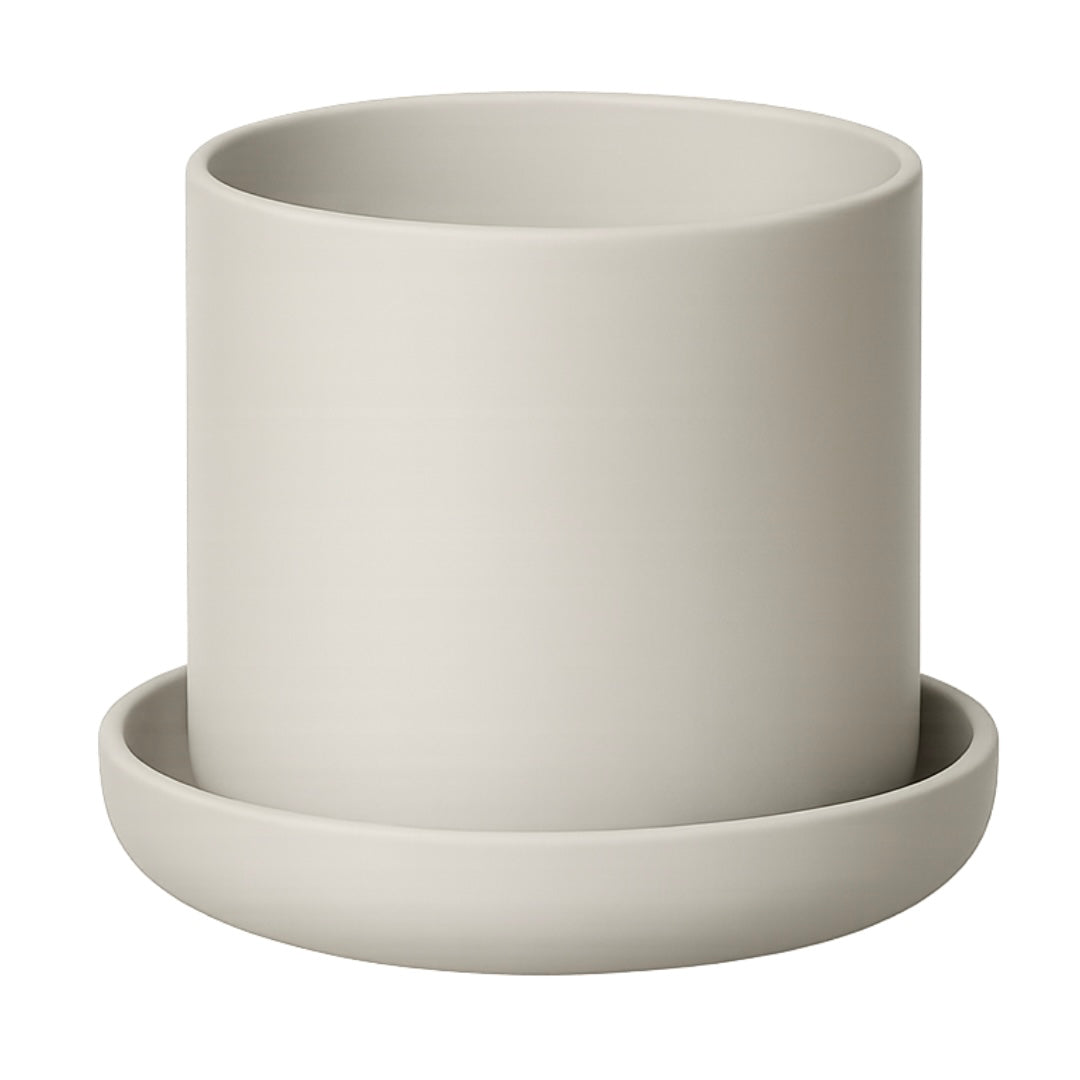 Keramik Blumentopf Beige mit Untersetzer – Anna – Schön Manufaktur