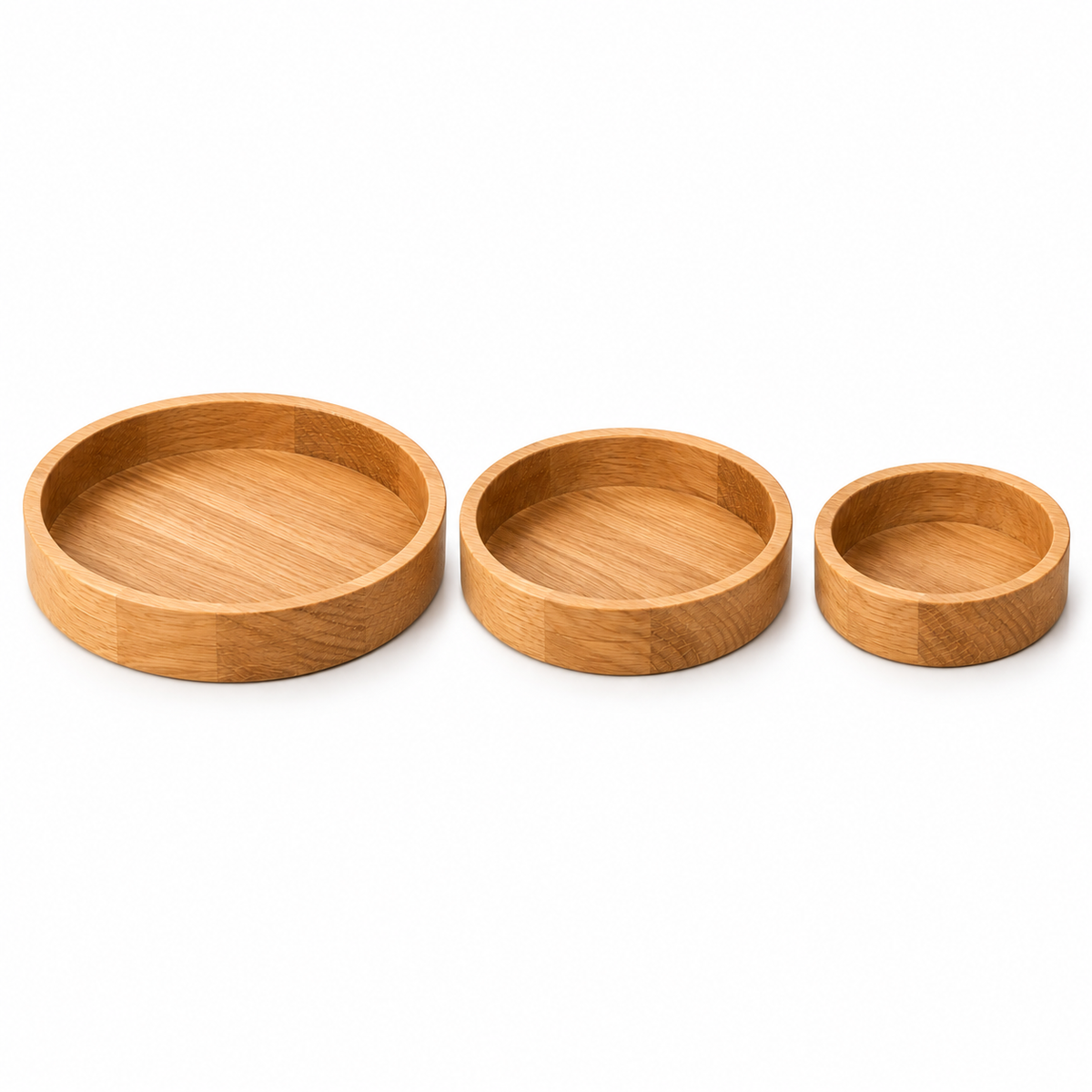 3er-Set Eichenholz Schalen handgefertigt | Holzschalen für Snacks & Obst