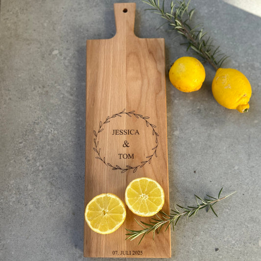 Personalisiertes Schneidebrett aus Buchenholz – Hochzeitsgeschenk mit Gravur