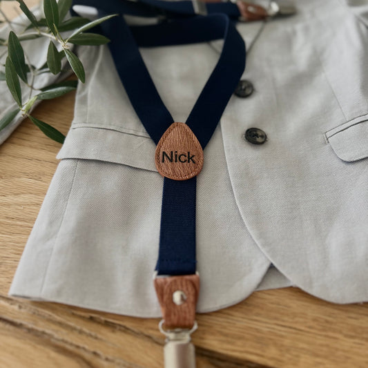 Kinder Hosenträger blau mit Wunschgravur