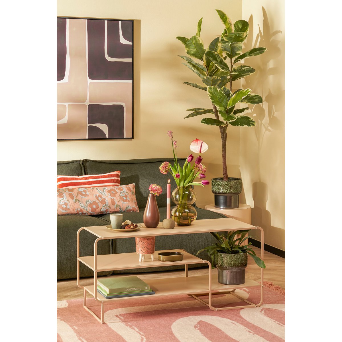 Jules Couchtisch – L110 x B38 x H50 cm – Metall – beige