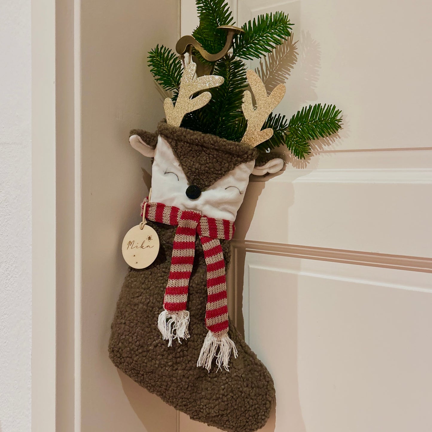 Personalisierter Nikolausstiefel aus Stoff mit Namen – Weihnachtsstrumpf für Kinder & Familie