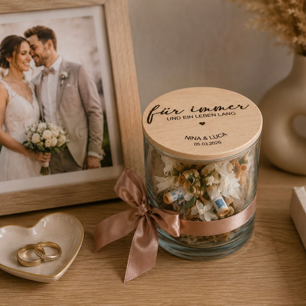 Vorratsglaspersonalisiert Hochzeit Geldgeschenk