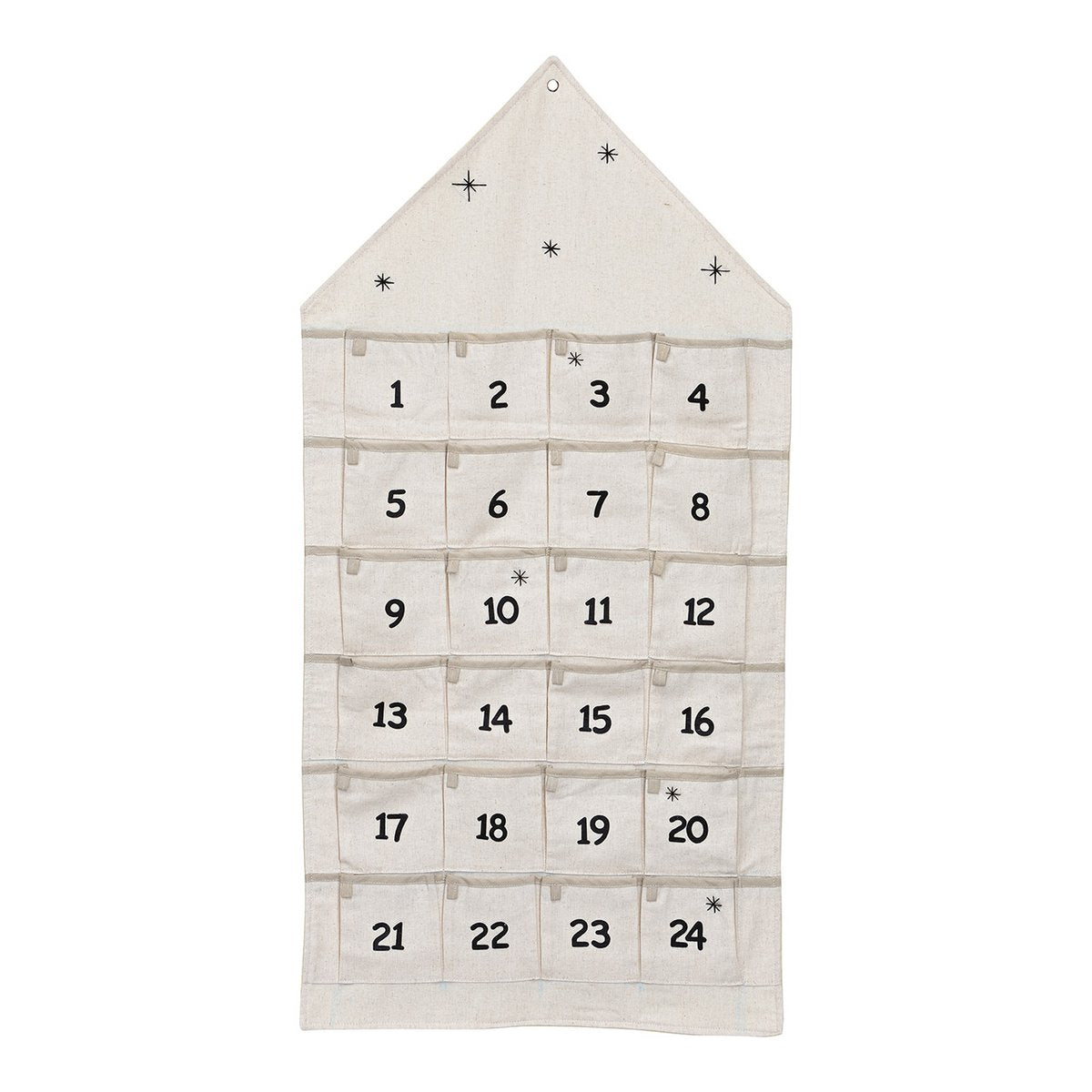 Personalisierter Stoff-Adventskalender mit Holz-Namensschriftzug