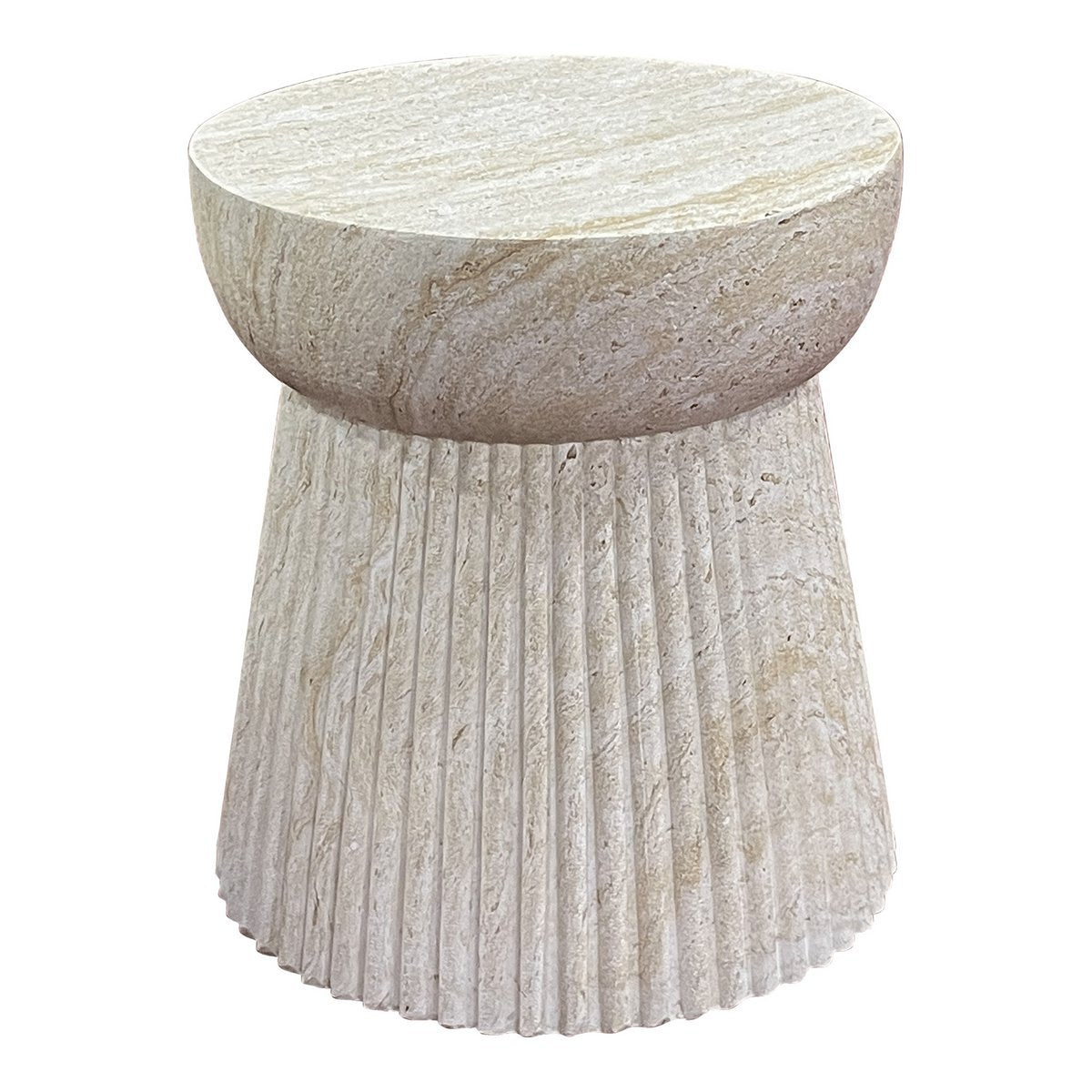 Bonn Side Table - Natural, Fiberclay mit Groove -Design, Ø37x43 cm