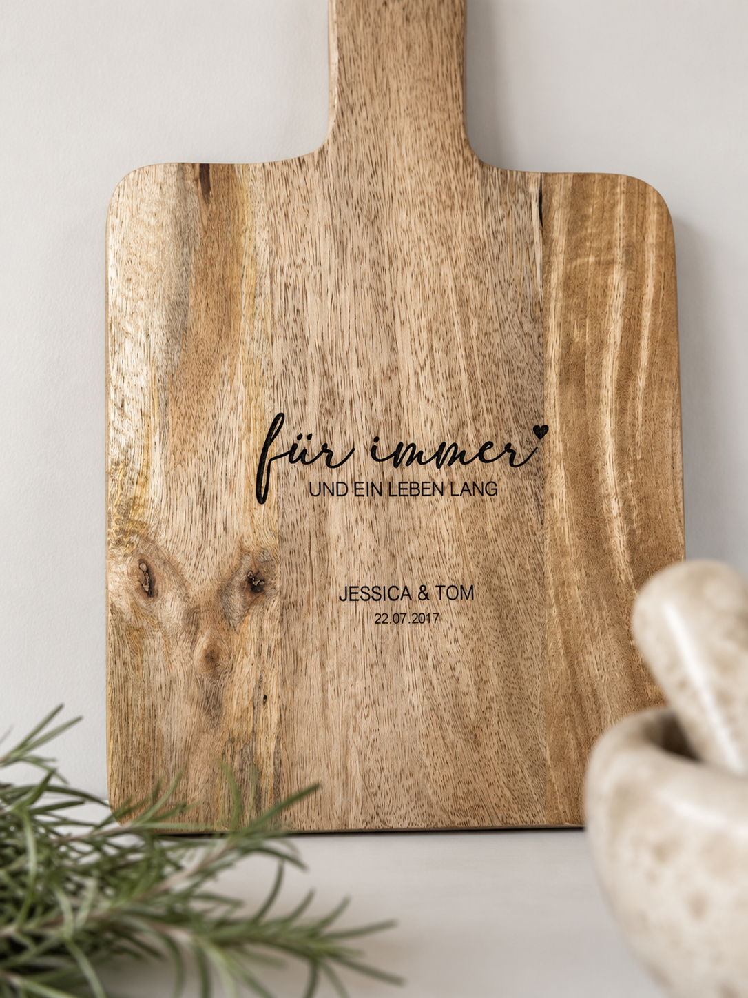 Schneidebrett Hochzeit „für immer“ mit Wunschgravur | Hochzeitsgeschenk