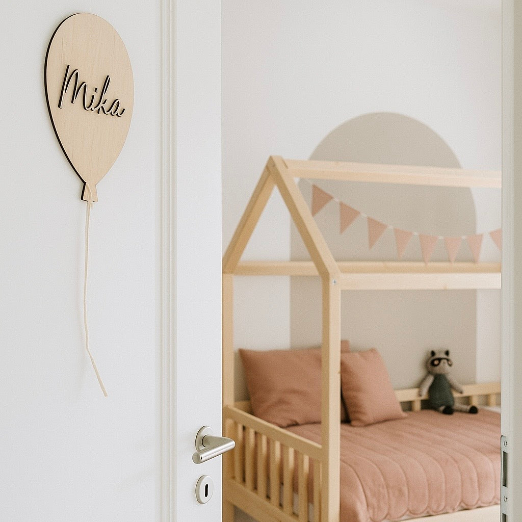 Kinderzimmer Namensschild | Luftballon | Geschenk Geburt