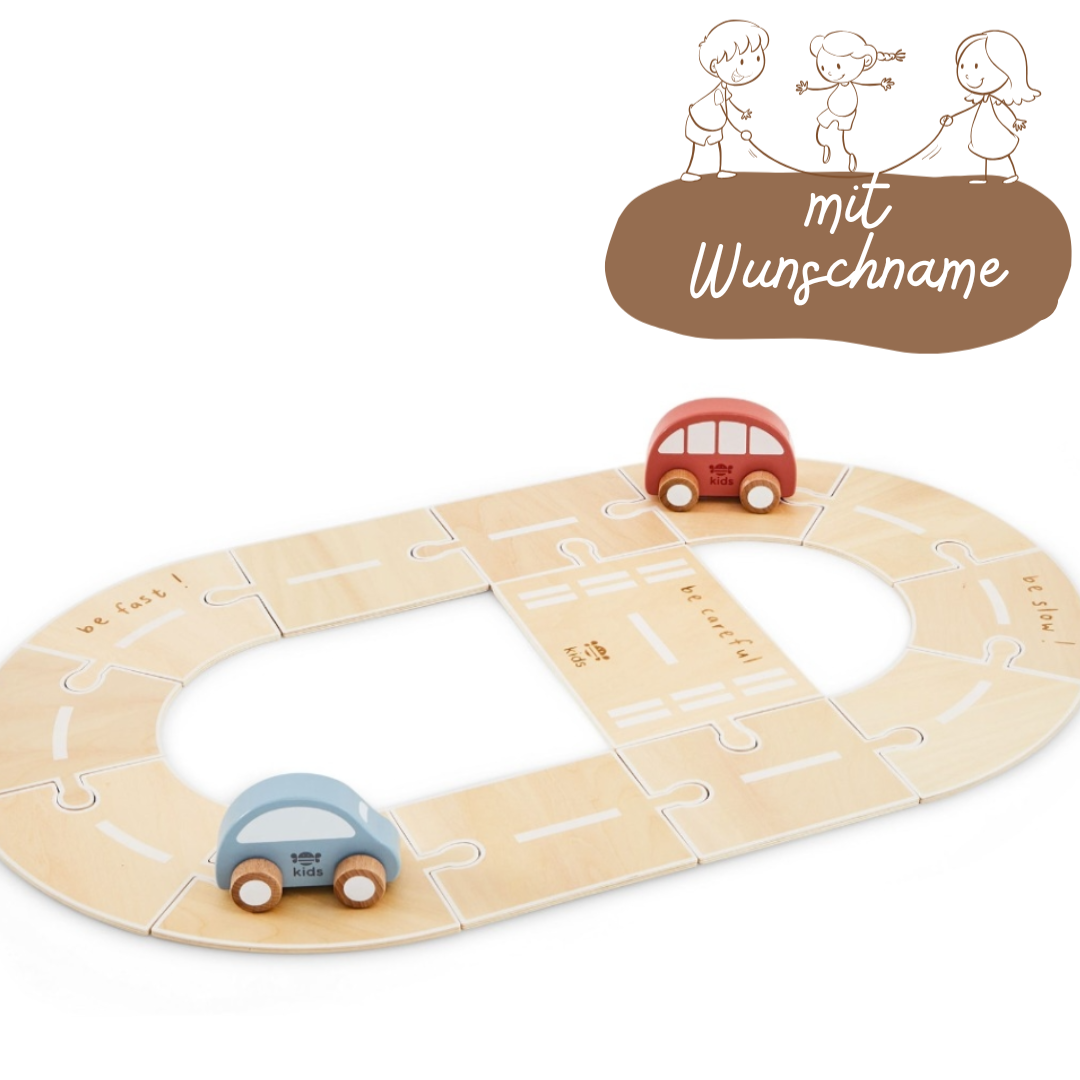 Just Bee Kinder-Straßenbahn aus Holz mit Fahrzeugspielzeug