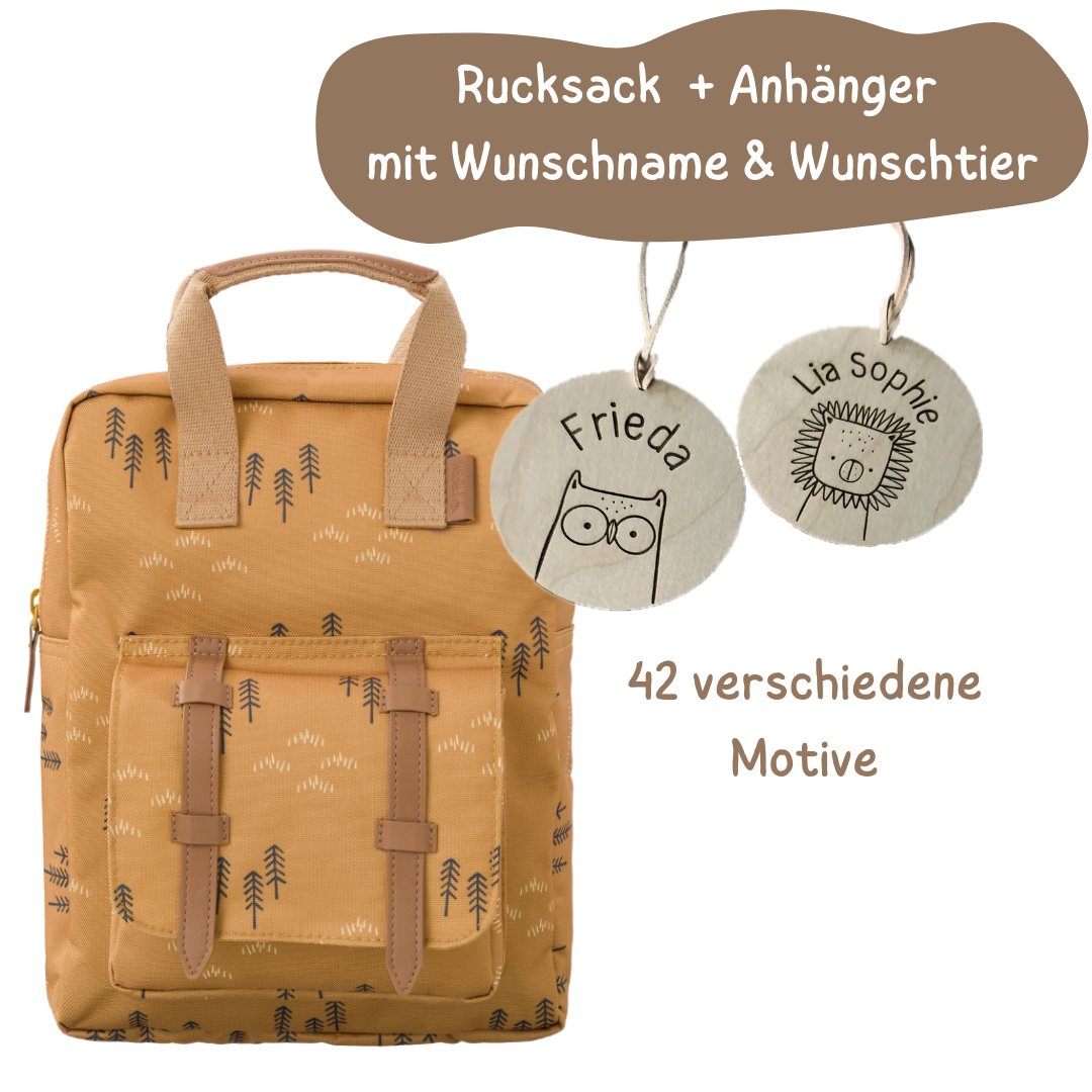Fresk Kindergartenrucksack Large 38x28x10 cm gelb Wald