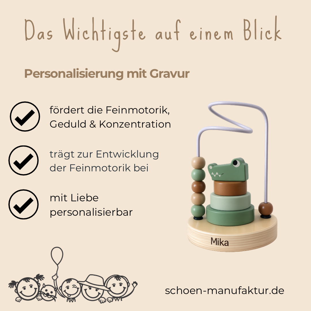 Holz Motorikschleife „Jungle Jambo – Croco“ | Jollein