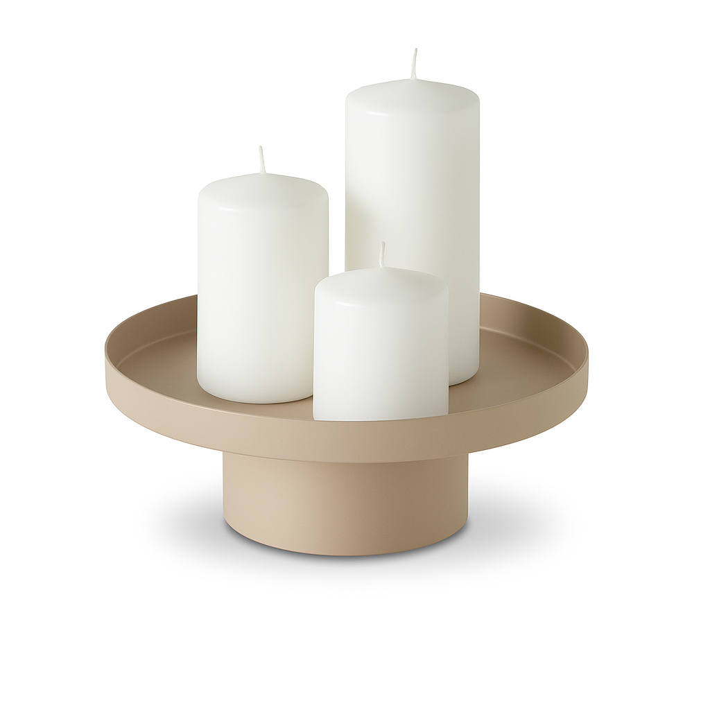 Nordic Tablett auf Fuß – beige Ø 25cm