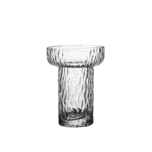 Design Glasvase „Nordic Wave“ – Strukturierte Vase in Klarglas klein