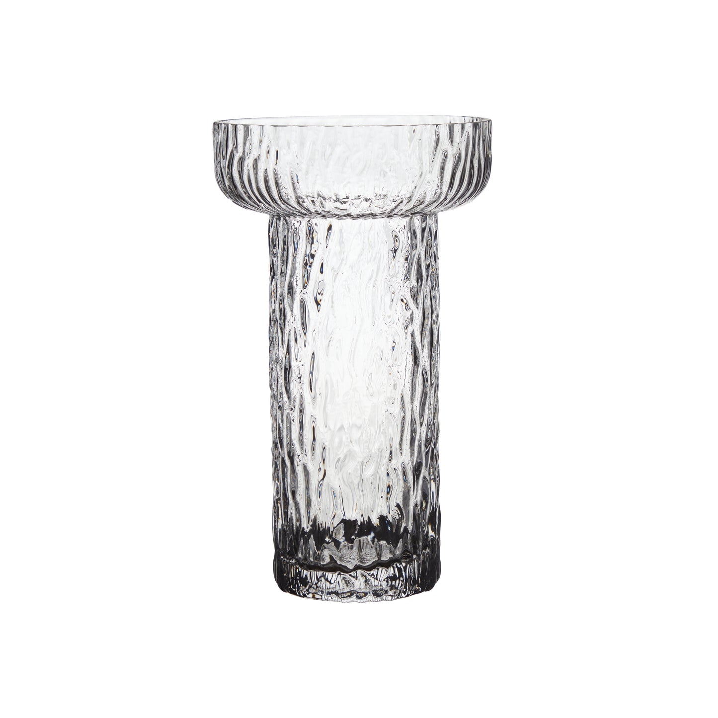 Design Glasvase „Nordic Wave“ – Strukturierte Vase in Klarglas groß