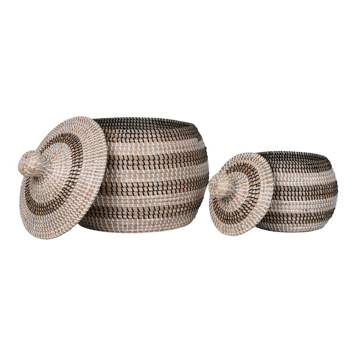 Ipoh Basket - Korb, Seegras, natur/weiß/schwarz, 2er-Set