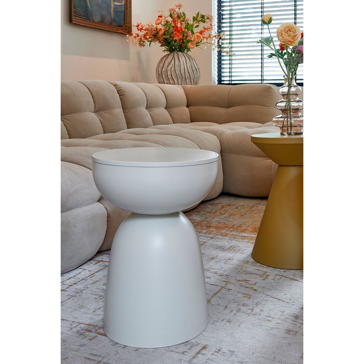 Elliott Beistelltisch creme – runder Metall-Side Table