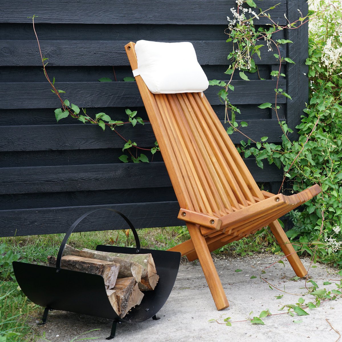 Holzkorb Stahl schwarz