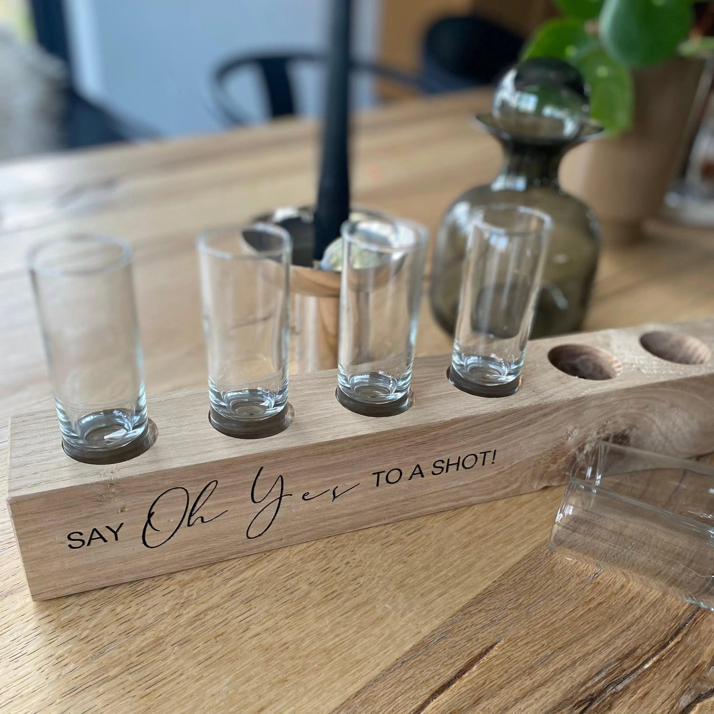 Schnapsbrett "Say Oh Yes to a Shot" | Schnapsmeile | Schnapstablett Schön Manufaktur