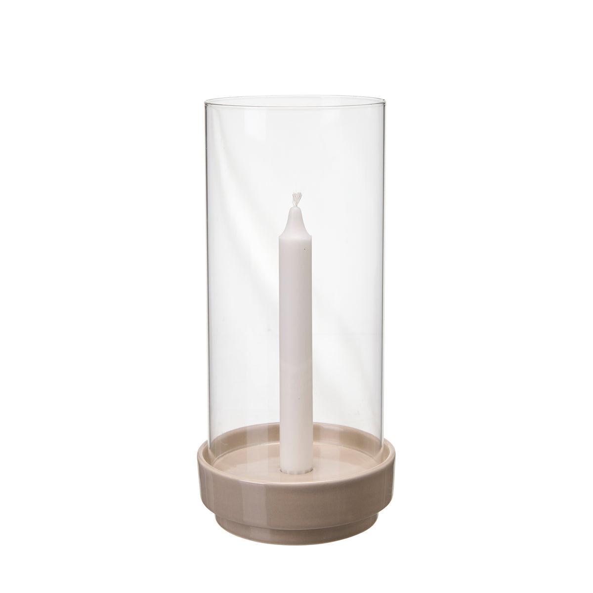 Wikholm Form METTE Kerzenhalter für Stabkerzen mit Glaszylinder beige