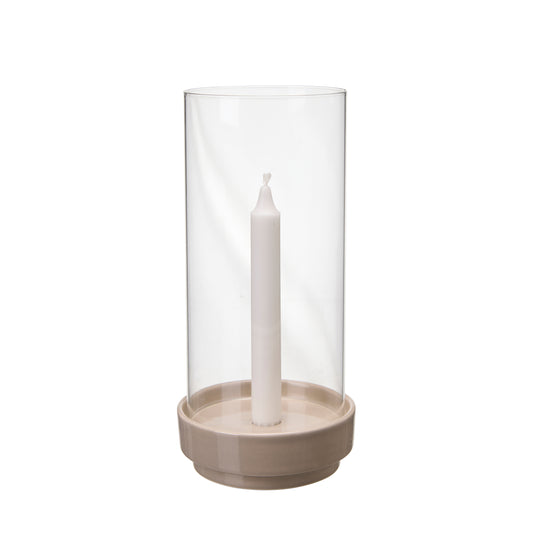 Wikholm Form METTE Kerzenhalter für Stabkerzen mit Glaszylinder beige