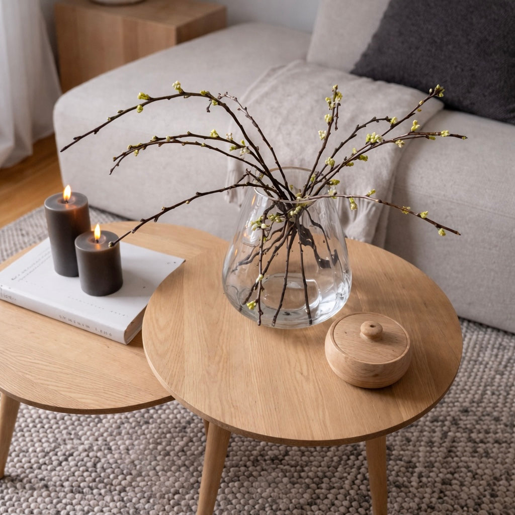 Gerillte Glasvase „Nordic Flow“ – minimalistische Vase aus klarem Glas