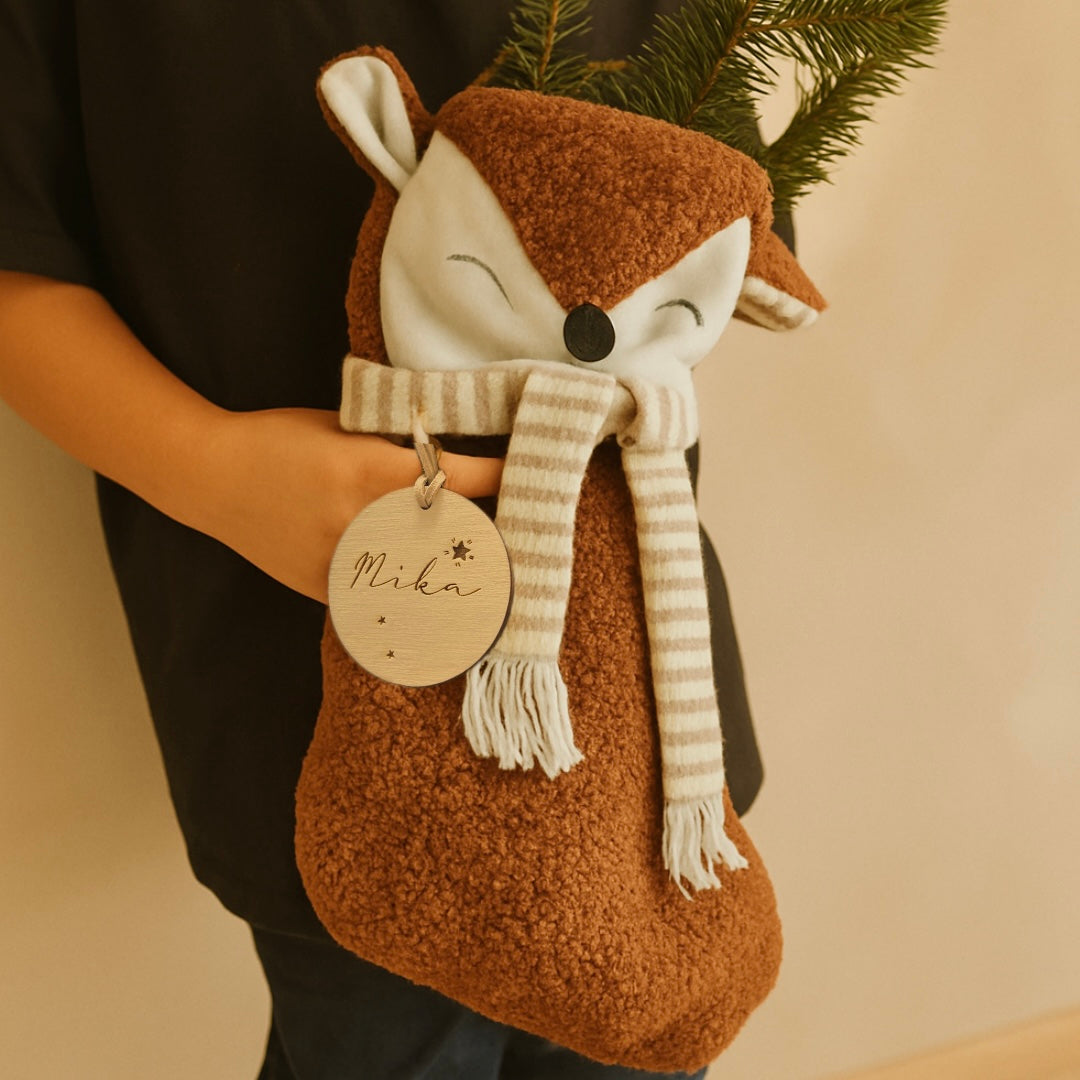 Personalisierter Nikolausstiefel mit Namen – Weihnachtsstrumpf aus Stoff