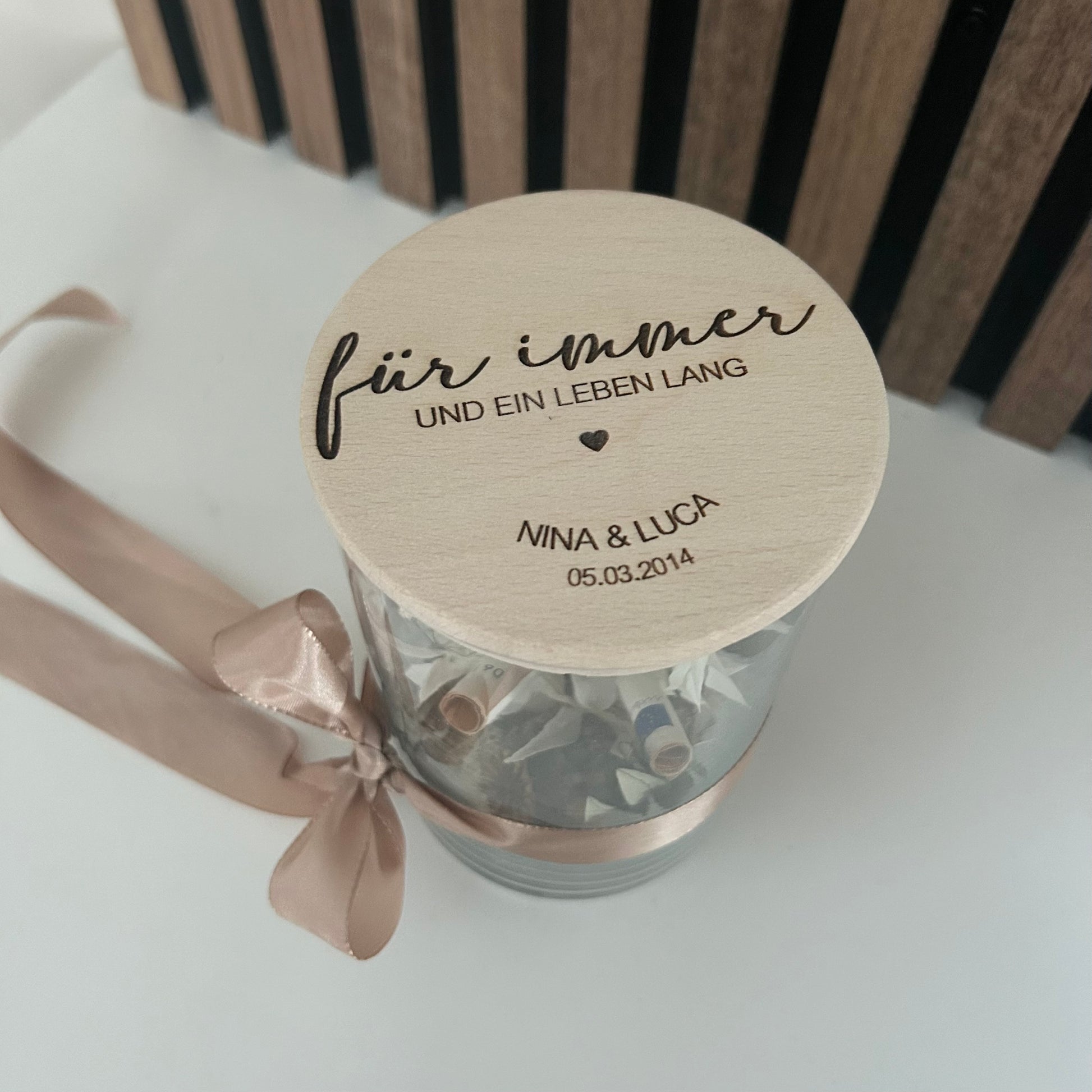 hochzeit geldgeschenke aufbewahren Vorratsglas personalisiert