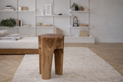 Teakholz Hocker recycelt – rustikal & natürlich, Ø26 cm