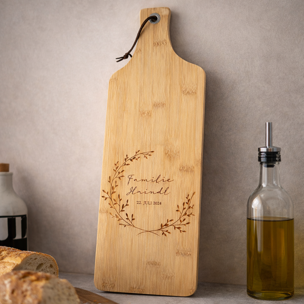 Schneidebrett mit Wunschgravur personalisierbar Hochzeit, Paare, Familien & Einzugsgeschenk