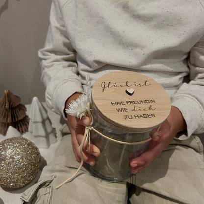 Vorratsdose mit Gravur – Glück ist, eine Freundin wie dich zu haben | Geschenkidee für beste Freundin, Weihnachten & Nikolaus