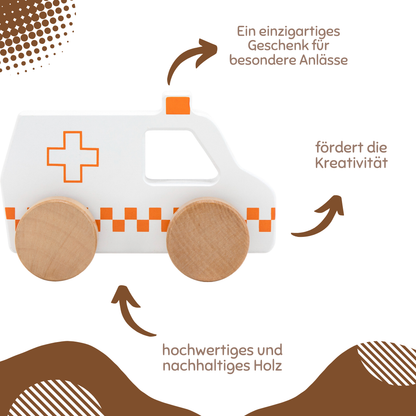Tryco Holzauto Krankenwagen personalisierbar