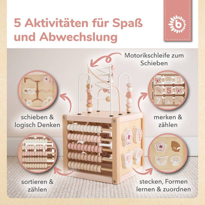 Motorikwürfel Reh Ella aus Holz – Spielerisch lernen, entdecken & personalisieren