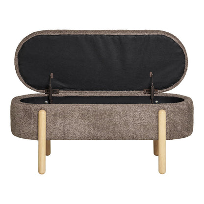 Branca Bank – Braun/Natur, Polyester/Schaum/Sperrholz, 98 x 41 x 48 cm