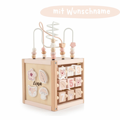 Motorikwürfel Reh Ella aus Holz – Spielerisch lernen, entdecken & personalisierenl