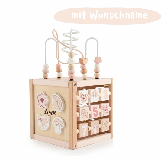 Motorikwürfel Reh Ella aus Holz – Spielerisch lernen, entdecken & personalisieren