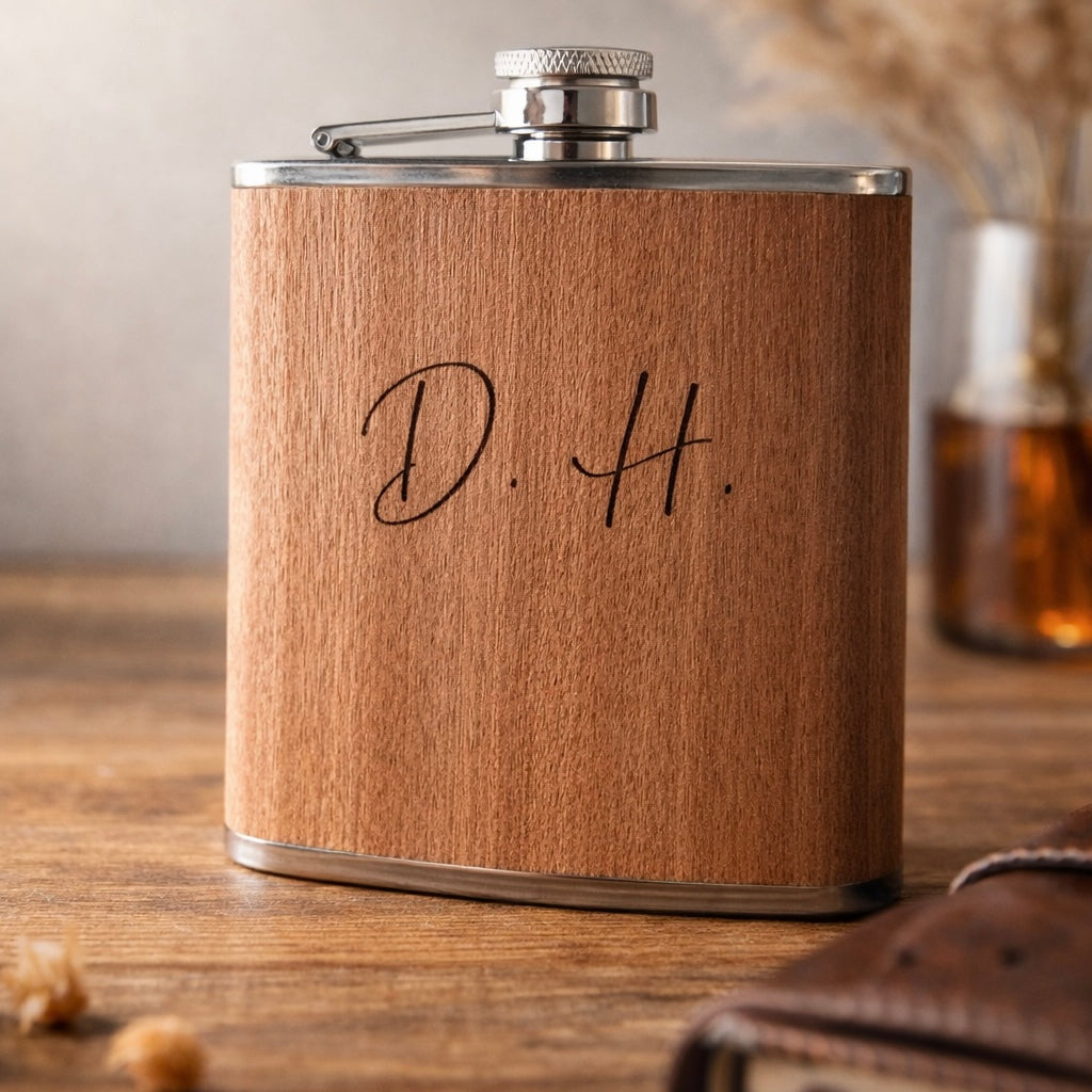 Flachmann mit Wunschgravur - holz