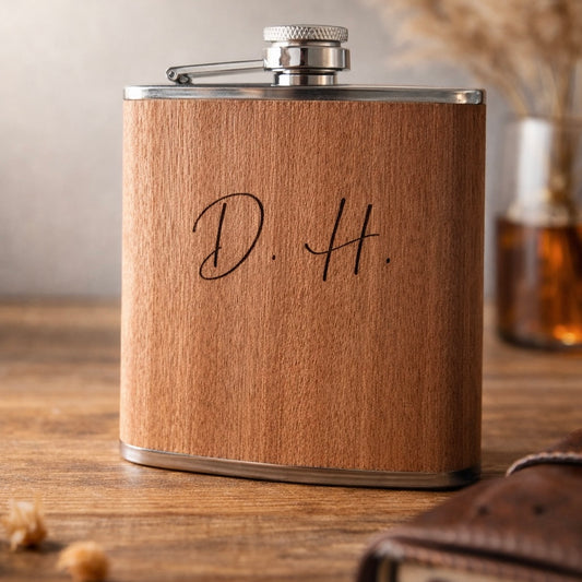 Flachmann mit Wunschgravur - holz