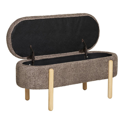 Branca Bank – Braun/Natur, Polyester/Schaum/Sperrholz, 98 x 41 x 48 cm