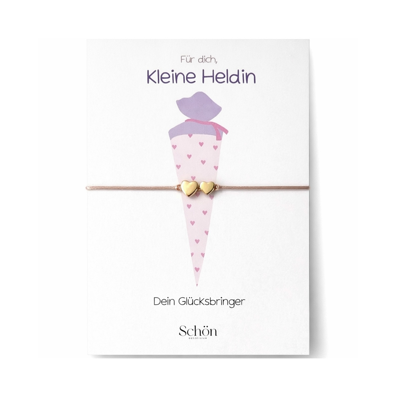 Einschulung Glücksbringer Armband – Goldene Herzen für kleine Heldinnen
