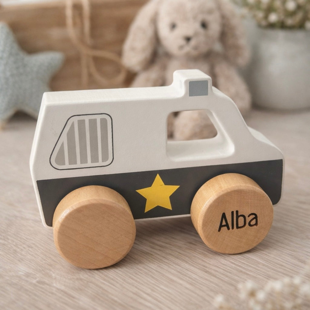 Tryco Holzauto Ploizei personalisierbar