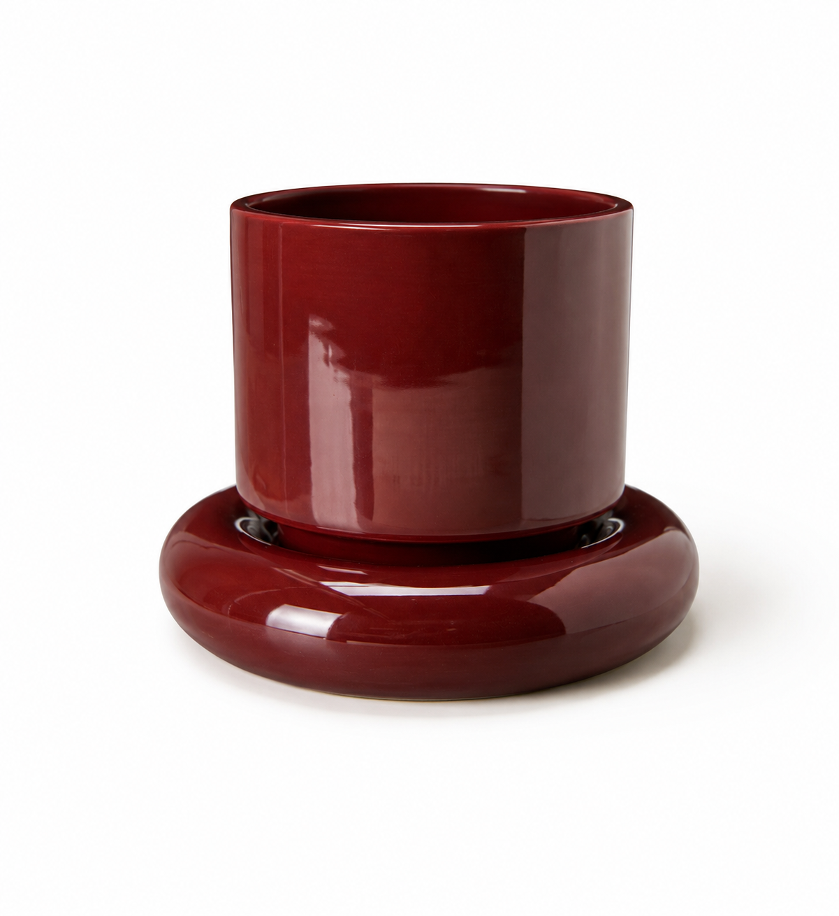 Design-Pflanzgefäß „Bordeaux“ – glänzende Keramik mit Statement-Sockel