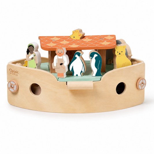Arche Noah aus Holz mit Gravur – Personalisiertes Taufgeschenk für Kinder ab 18 Monaten