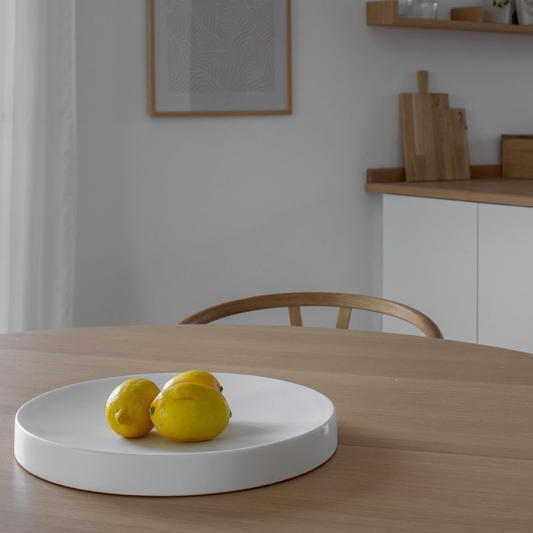 Runde Dekoschale Weiß – Minimalistisches Tablett im Skandi Stil – Lübech Living (Ø35 cm)