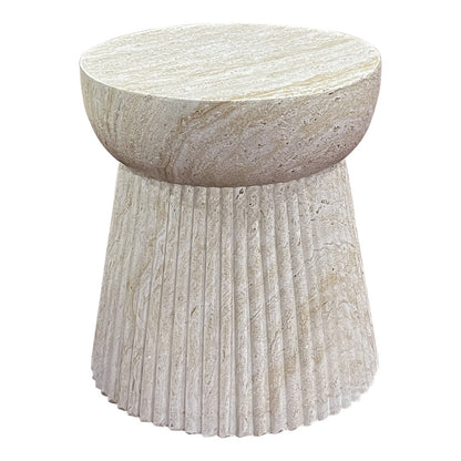 Bonn Side Table - Natural, Fiberclay mit Groove -Design, Ø37x43 cm