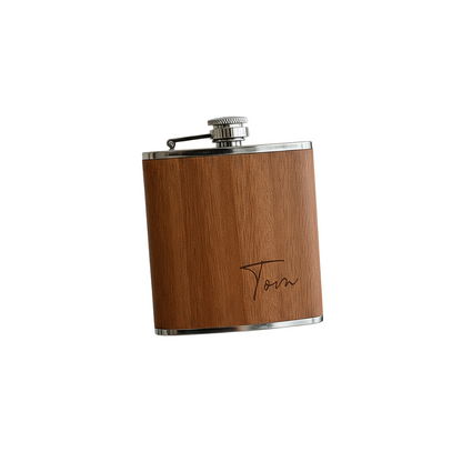 Flachmann mit Wunschgravur holz