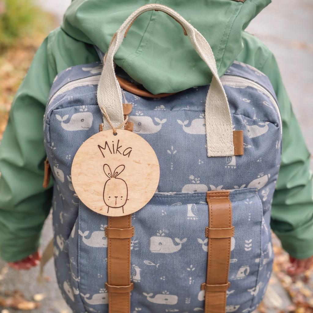 Kindergarten Rucksackanhänger mit Wunschname & Wunschtier