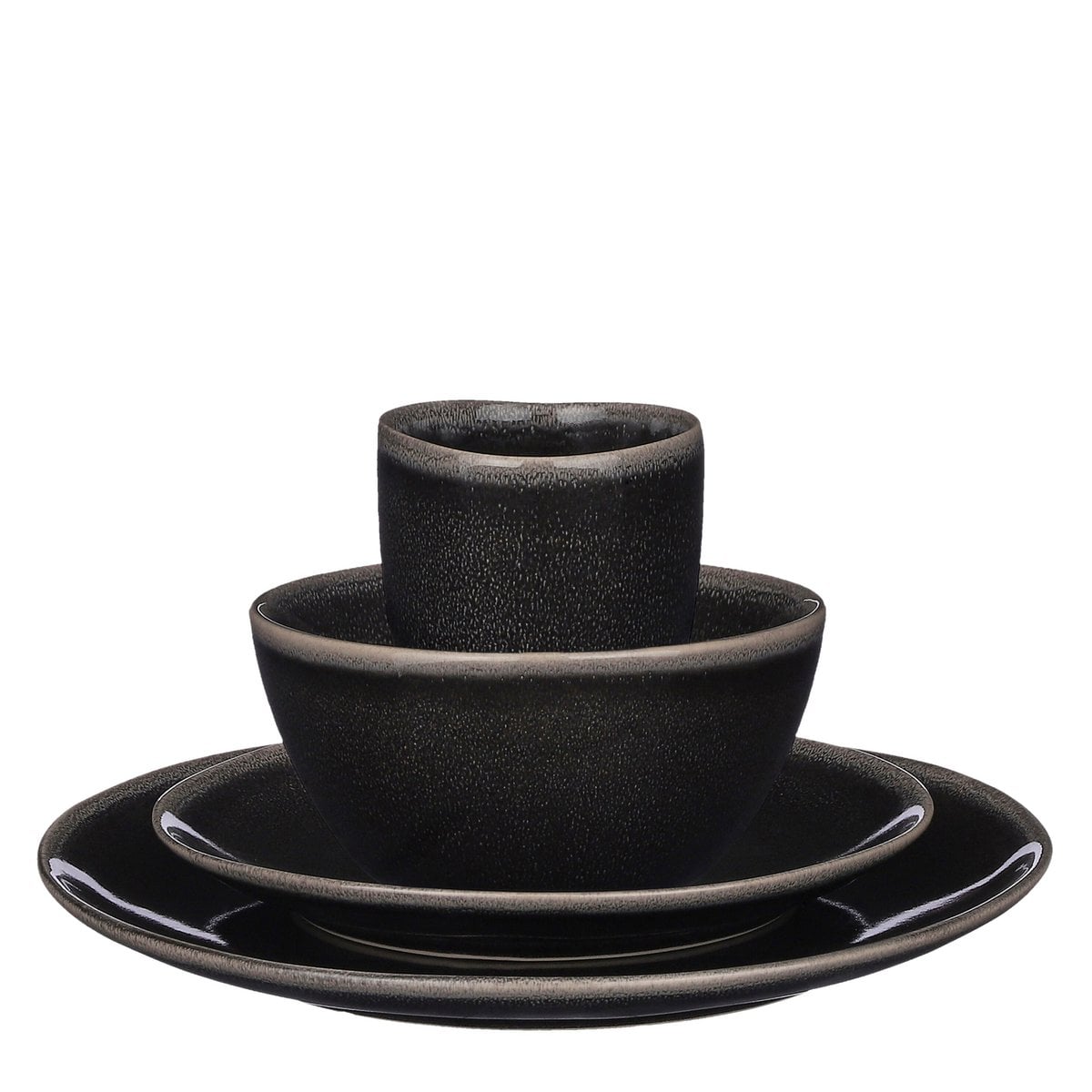 Tabo Geschirrset 16-teilig schwarz – Keramik für 4 Personen