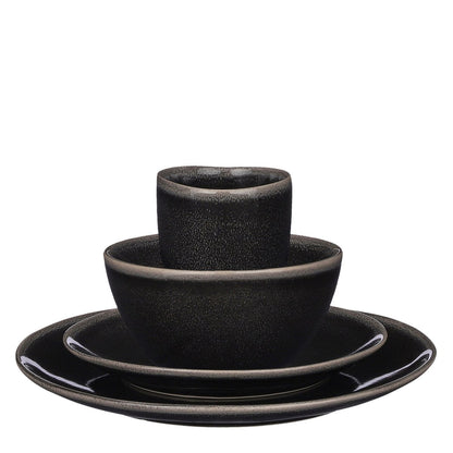 Tabo Geschirrset 16-teilig schwarz – Keramik für 4 Personen