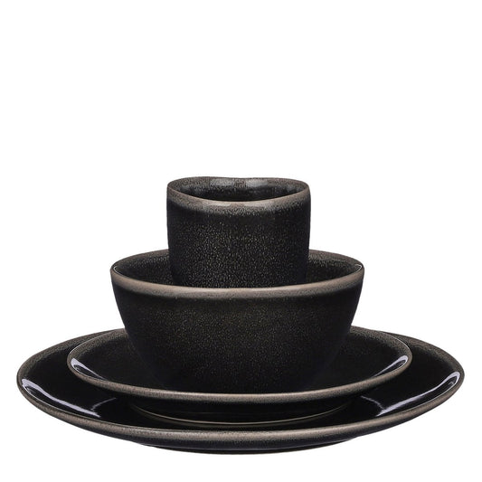 Tabo Geschirrset 16-teilig schwarz – Keramik für 4 Personen