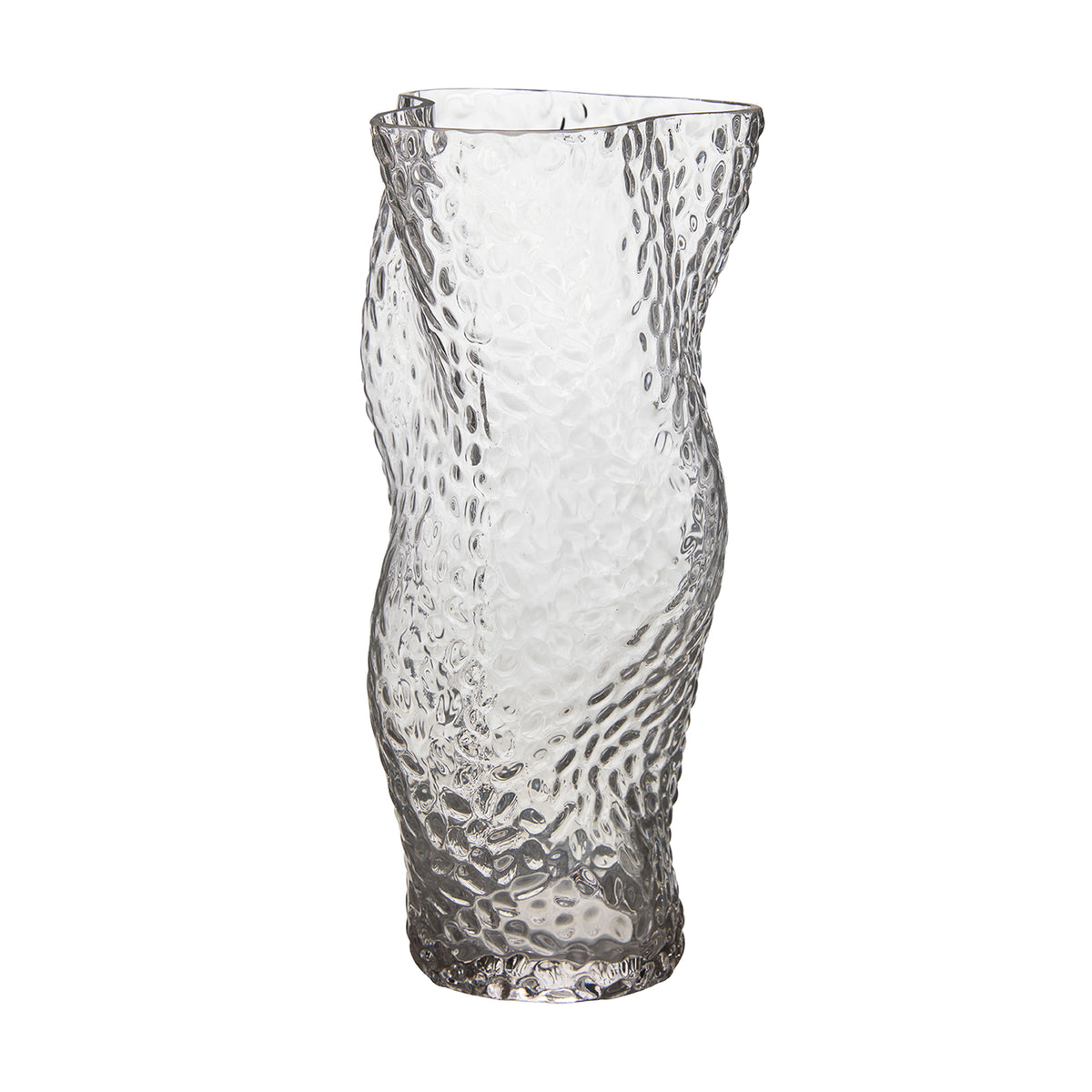 Glasvase organisch  transparent – moderne Deko Vase mit Struktur
