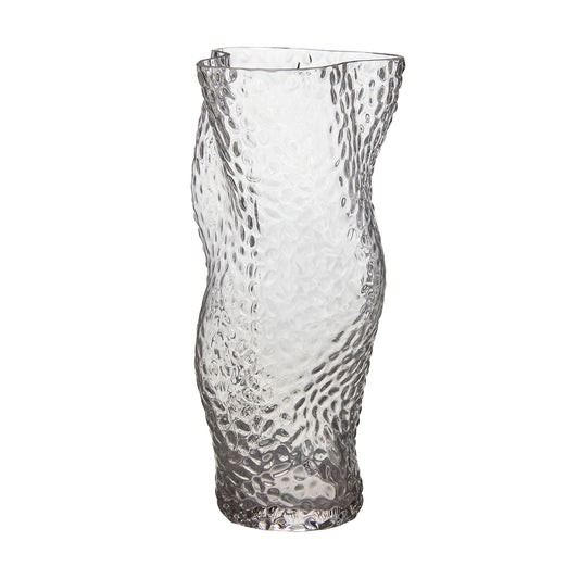 Glasvase organisch  transparent – moderne Deko Vase mit Struktur